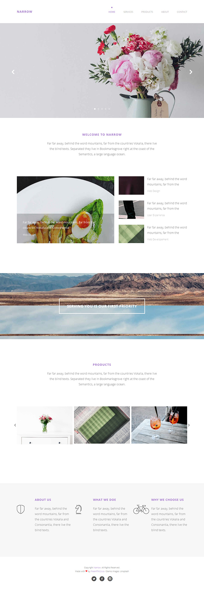 Free Narrow Website Template