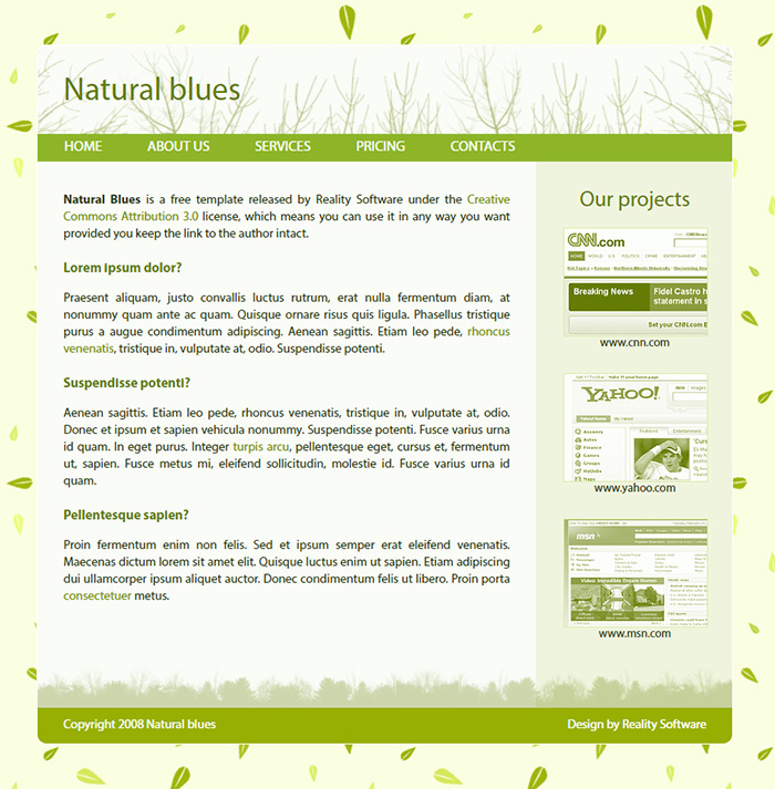 Free Natural Blues Website Template