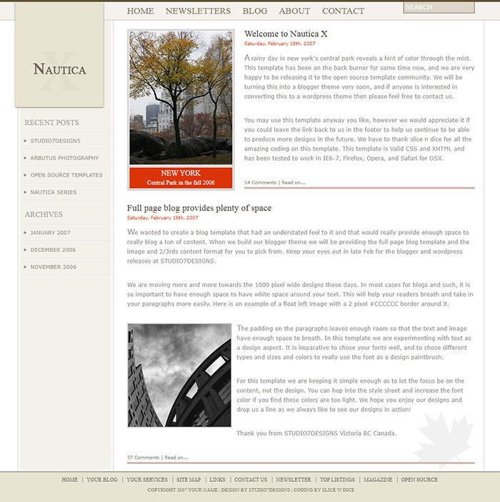 Free Nautica X Website Template