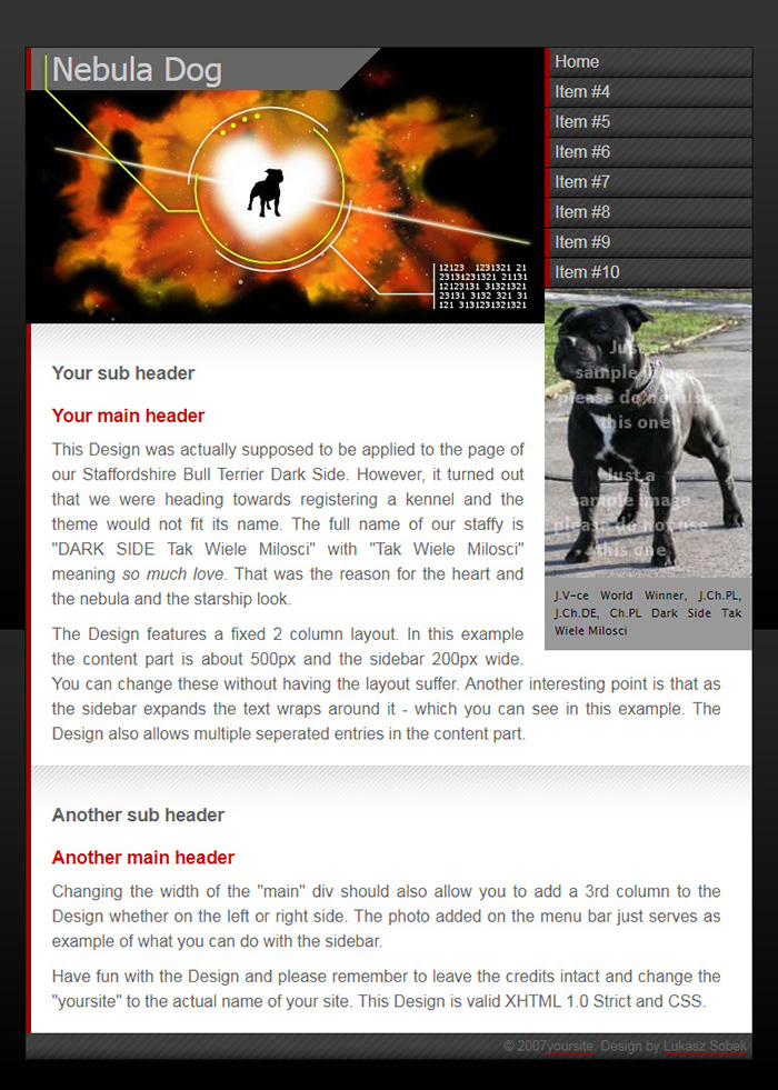 Free Nebula Dog Website Template
