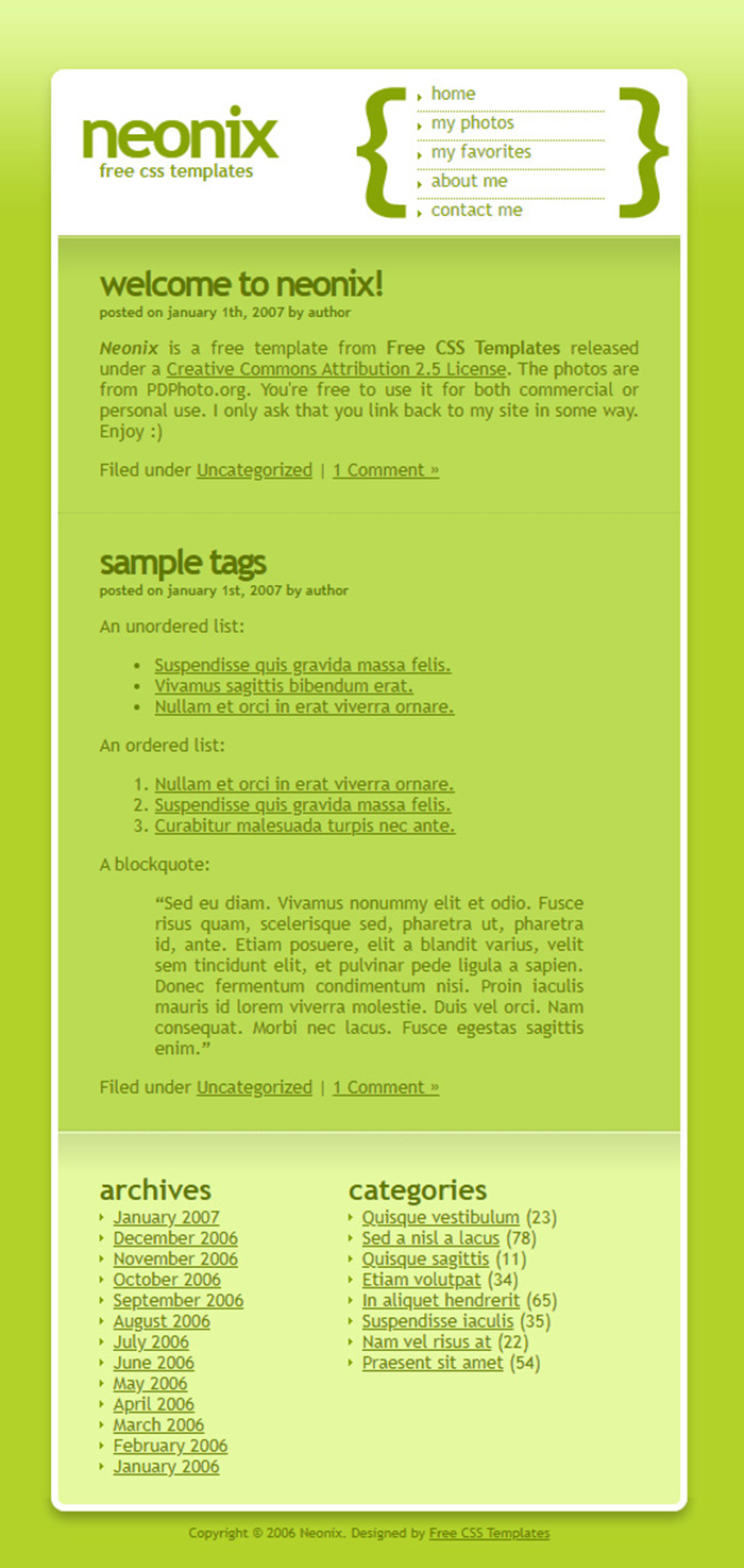 Free Neonix Website Template