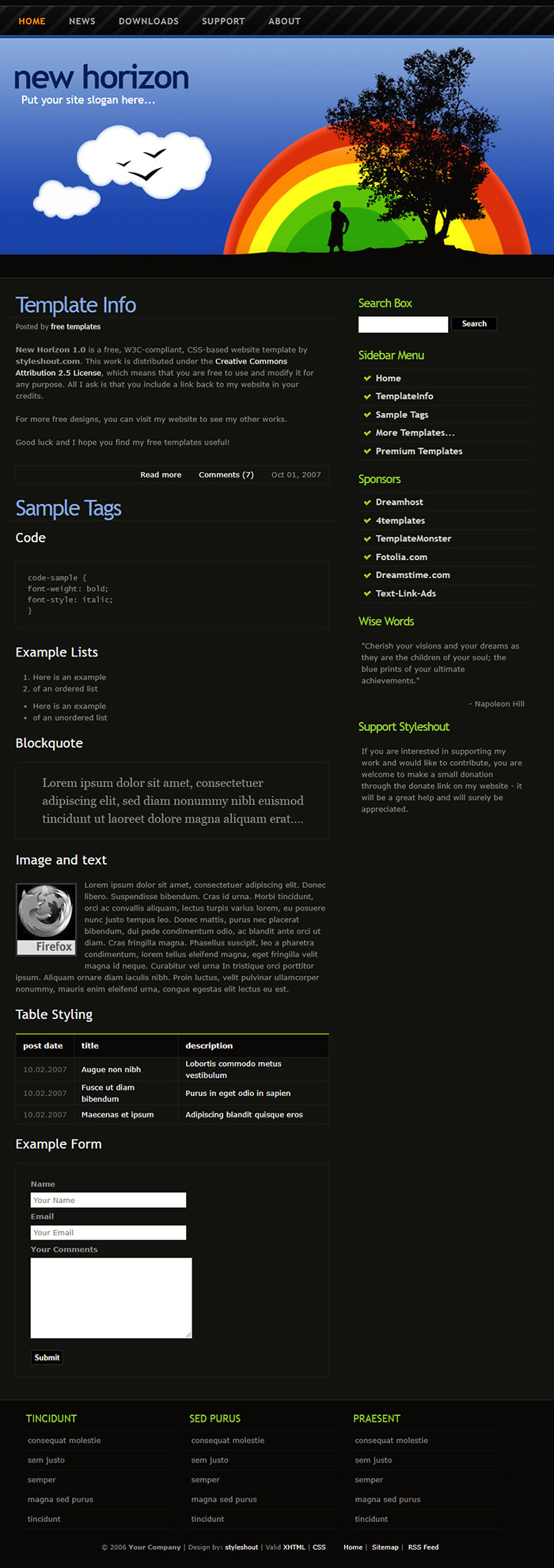 Free New Horizon Website Template