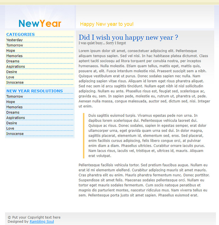 Free New Year Website Template