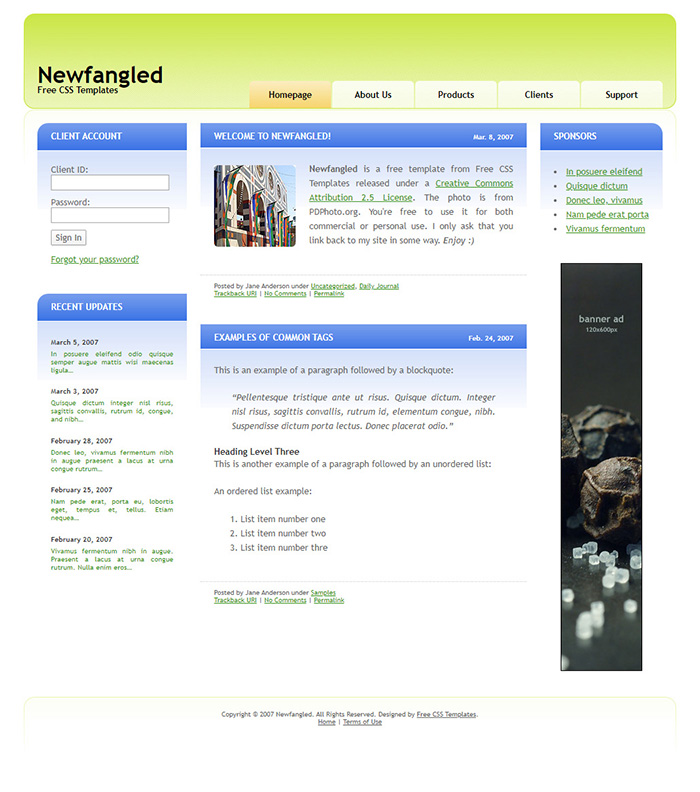 Free Newfangled Website Template