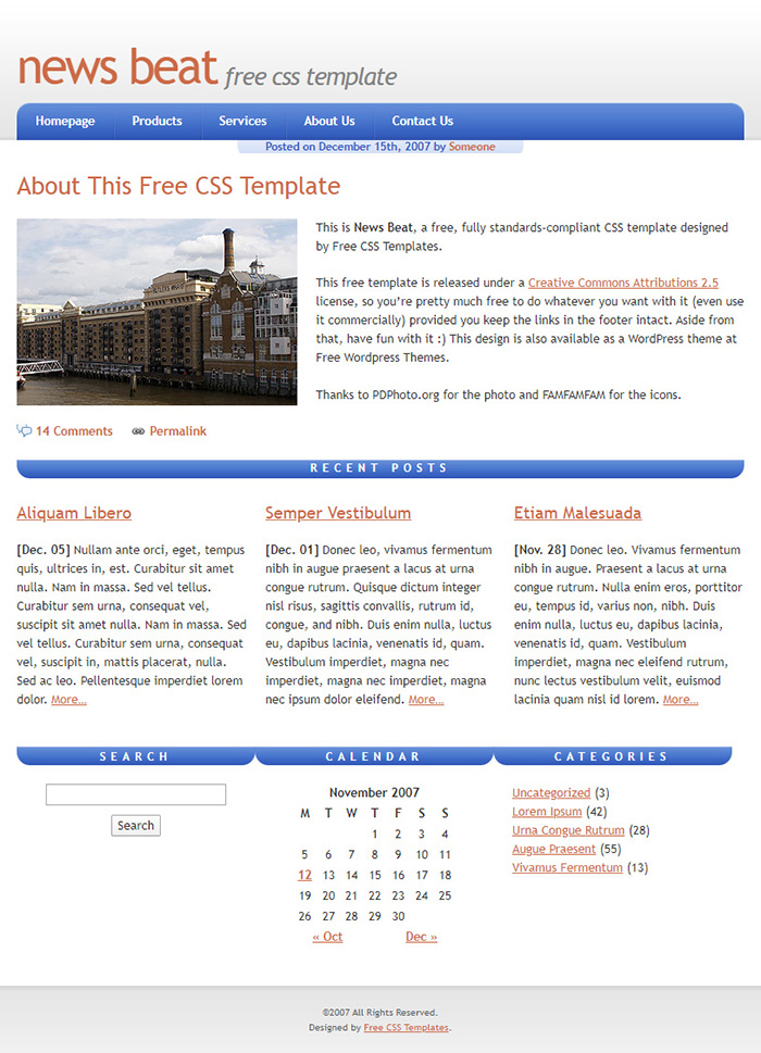 Free News Beat Website Template