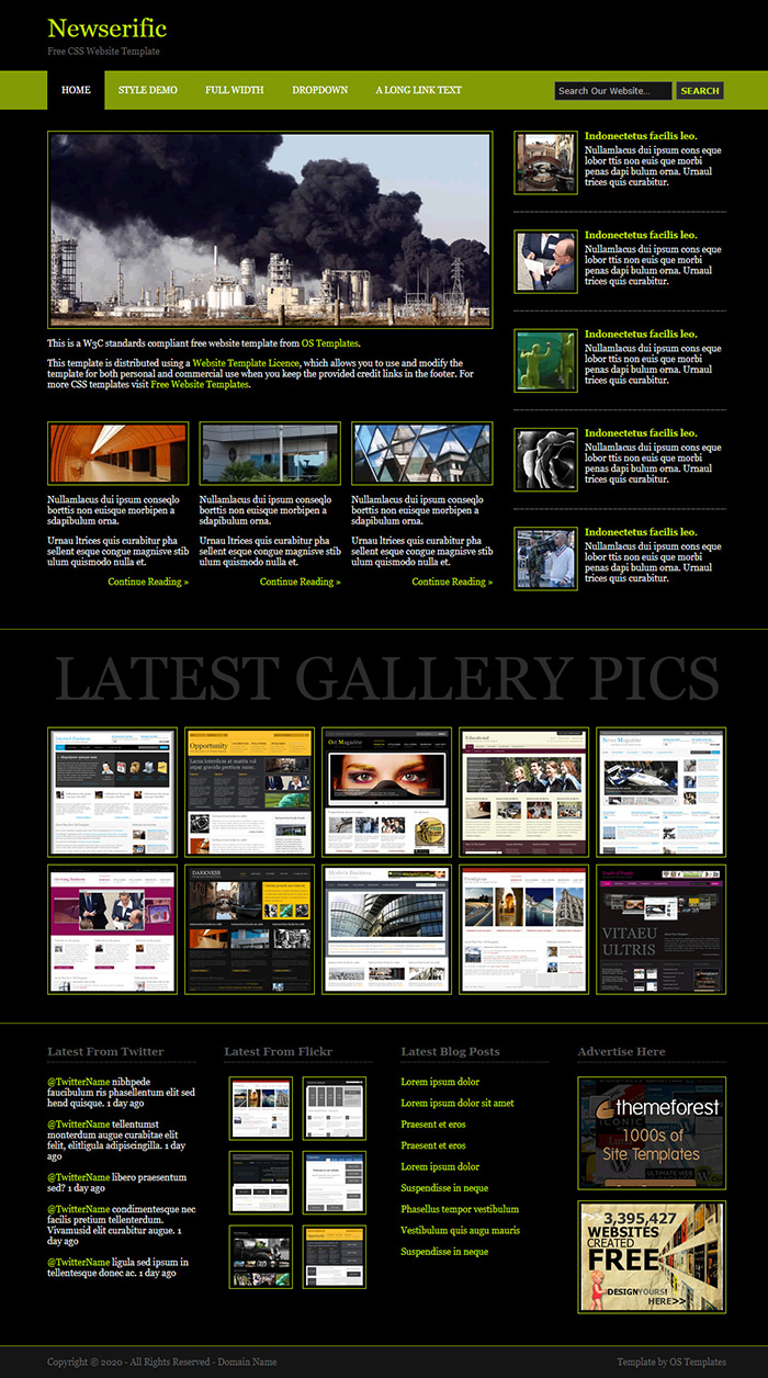 Free Newserific Website Template