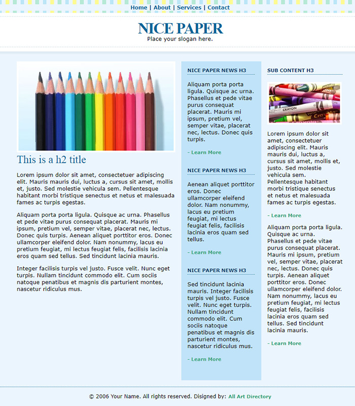 Free Nice Paper Website Template