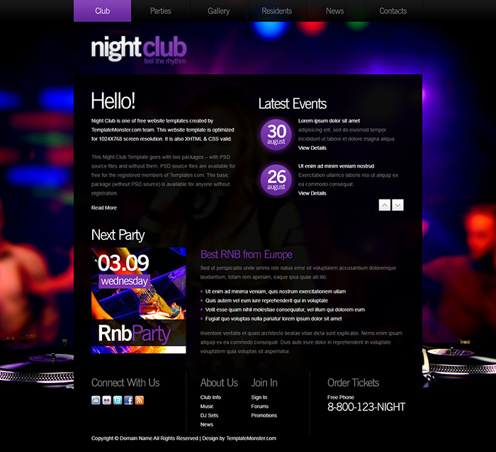 Free nightclub Website Template