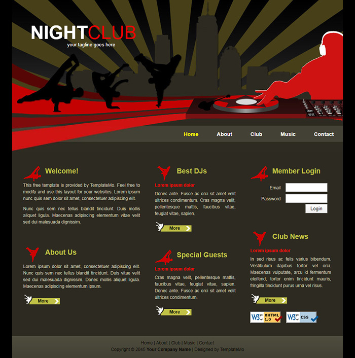 Free NightClub Website Template