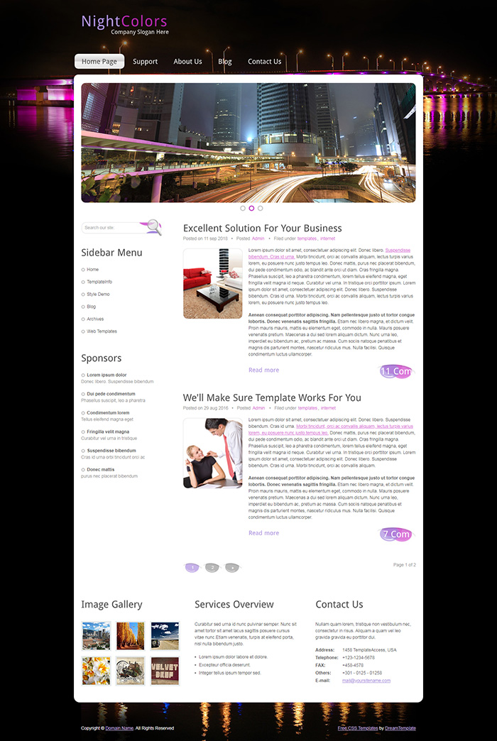 Free NightColors Website Template