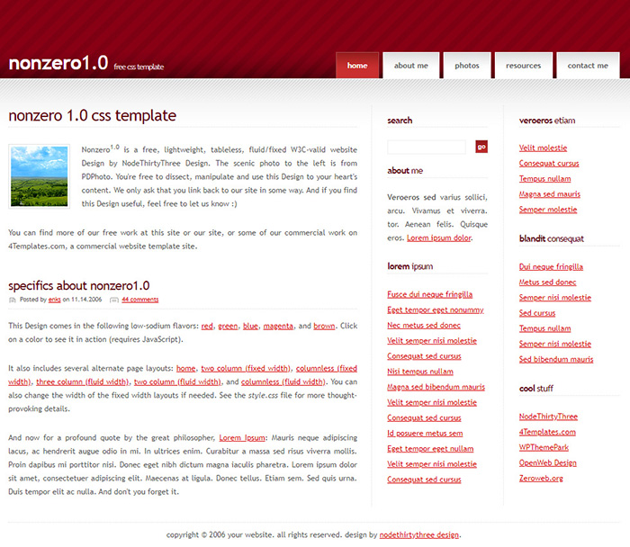 Free Nonzero1.0 Website Template