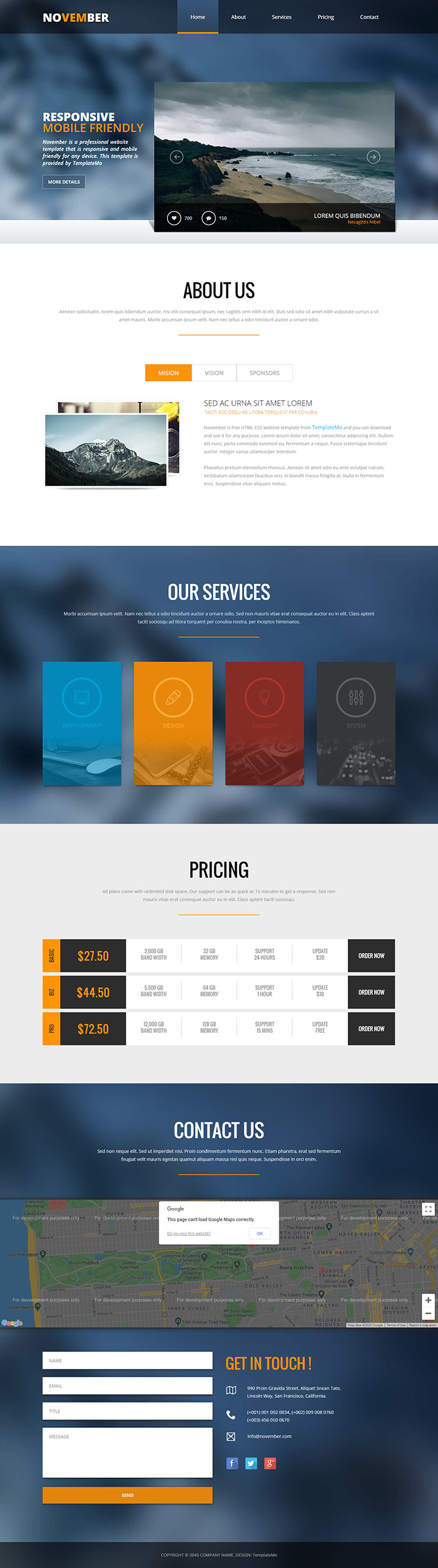 Free November Website Template