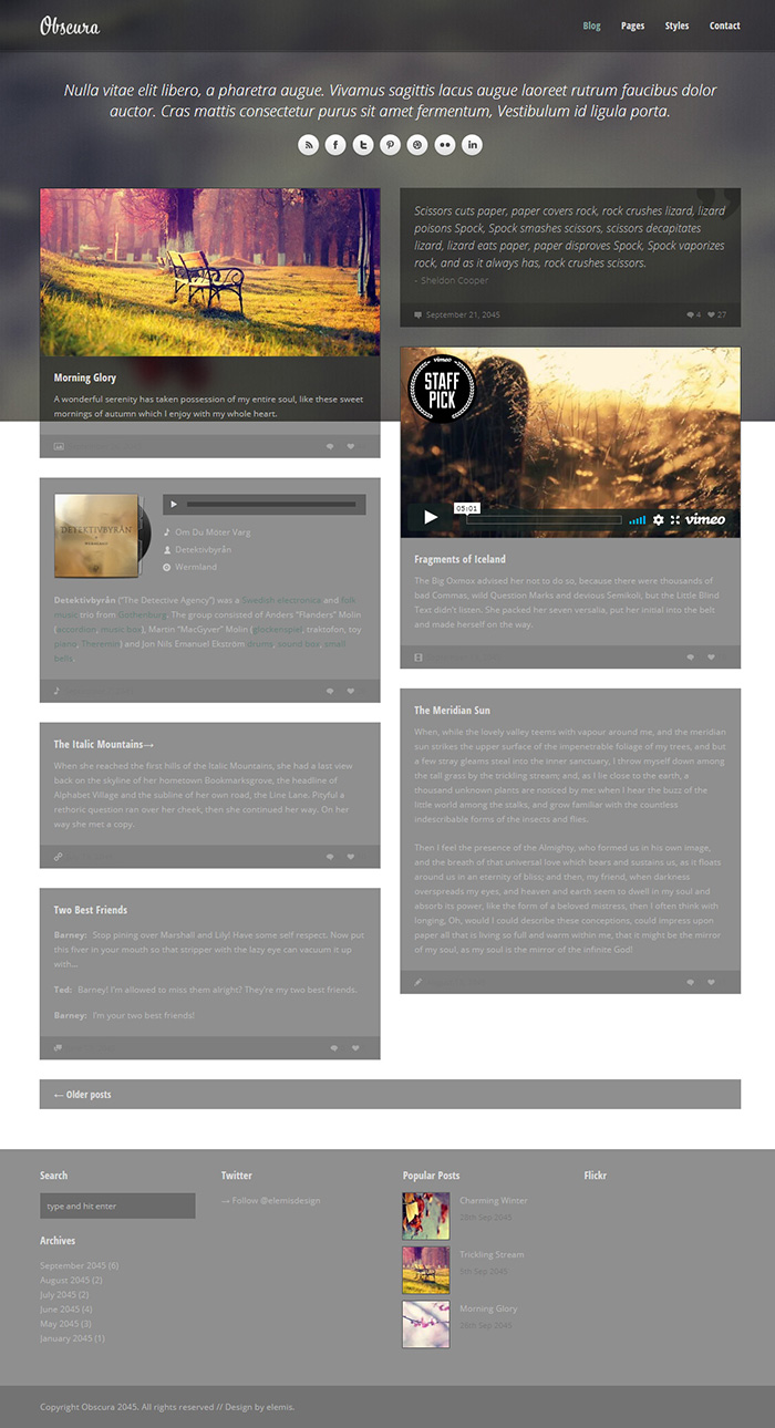 Free Obscura Website Template