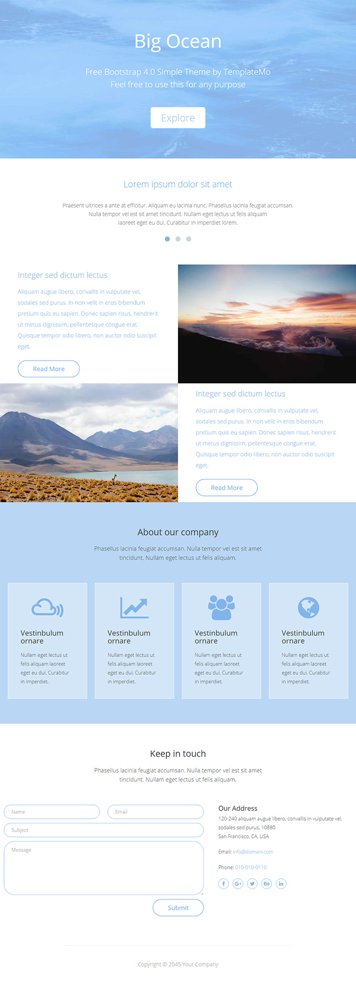 Free Ocean Website Template