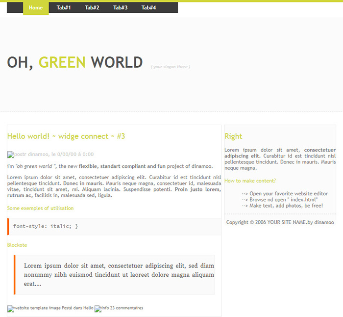 Free Oh, Green World Website Template