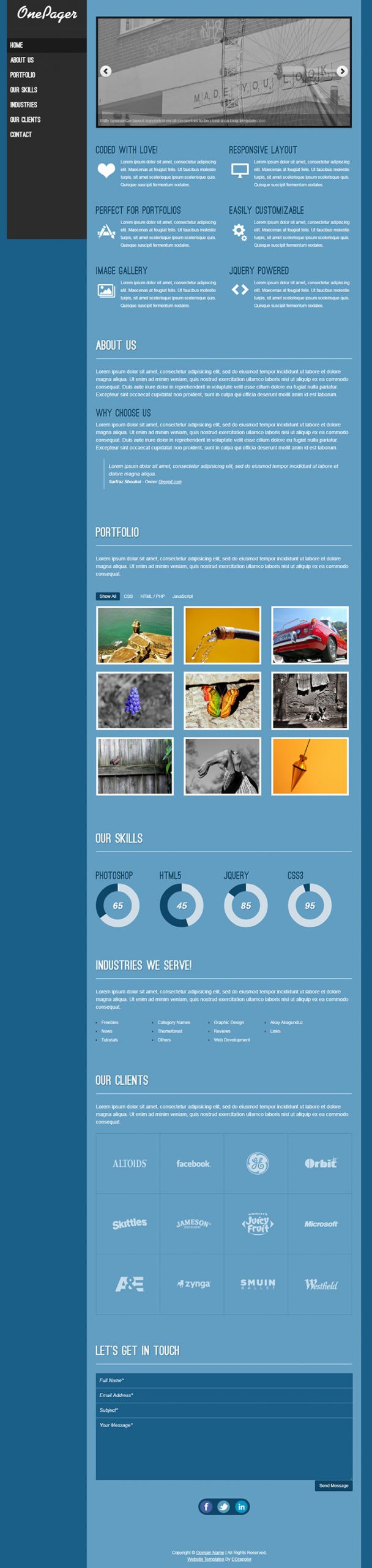 Free OnePager Website Template