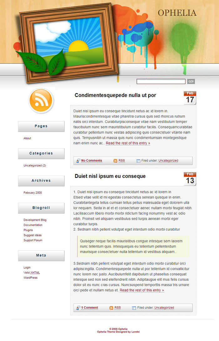 Free Ophelia Website Template