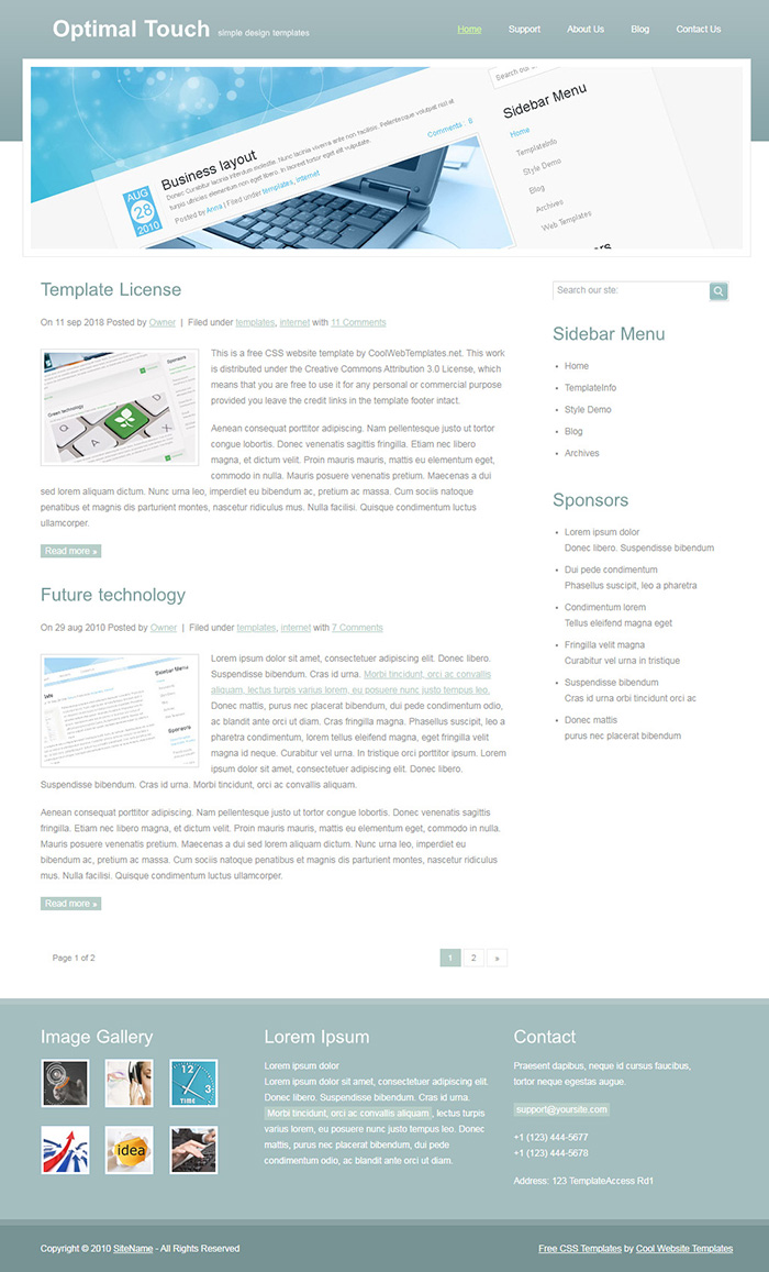 Free Optimal Touch Website Template