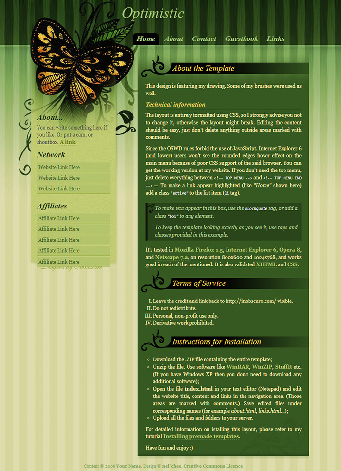 Free Optimistic Website Template