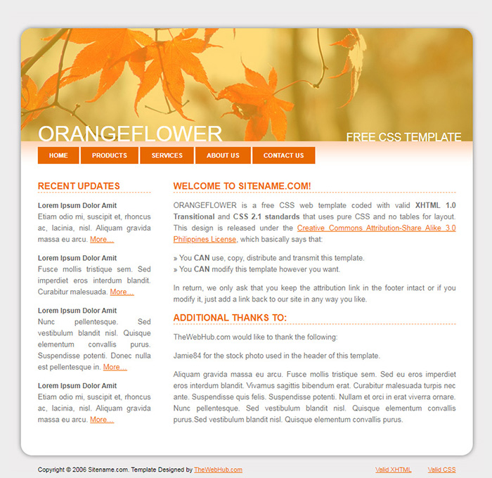 Free Orangeflower Website Template