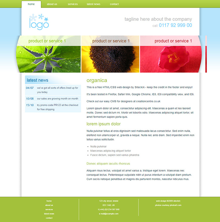 Free Organica Website Template