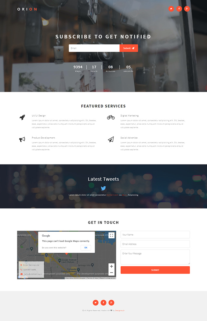 Free Orion Website Template