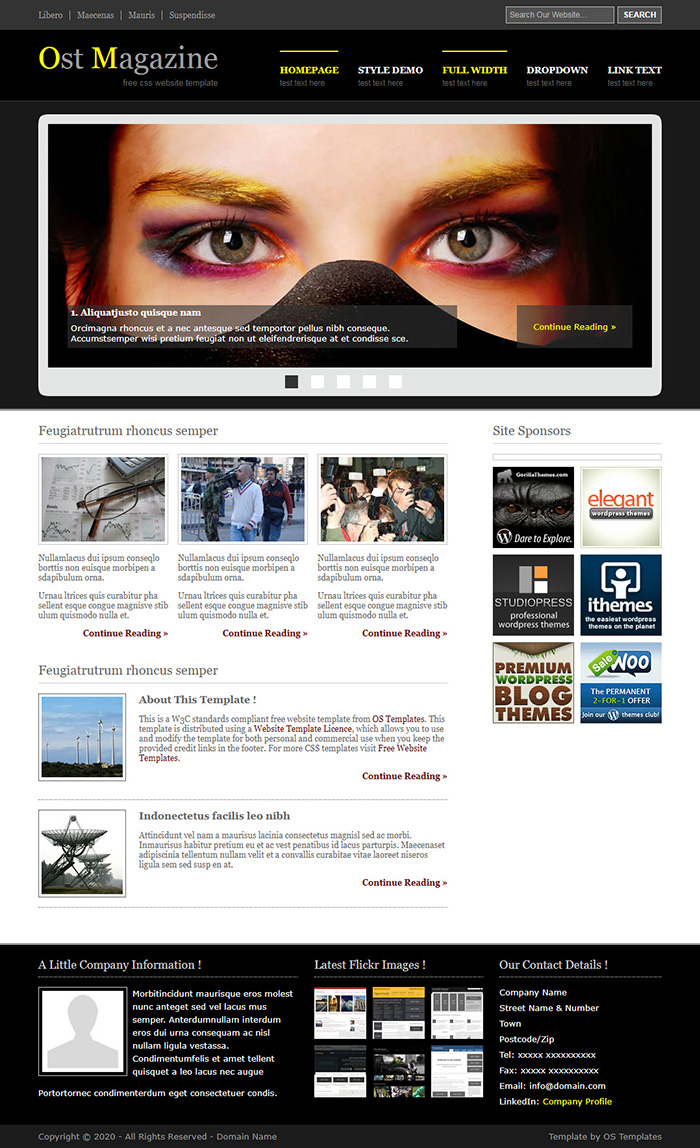 Free Ost Magazine Website Template