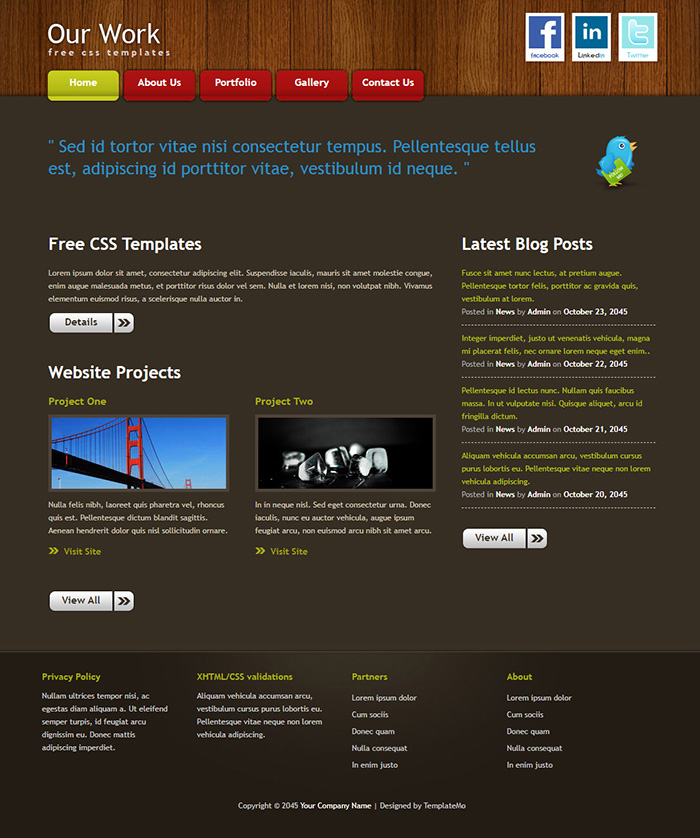 Free Our Work Website Template