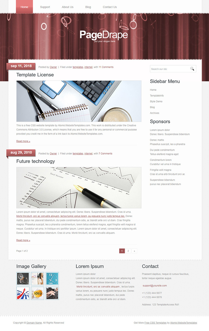 Free PageDrape Website Template
