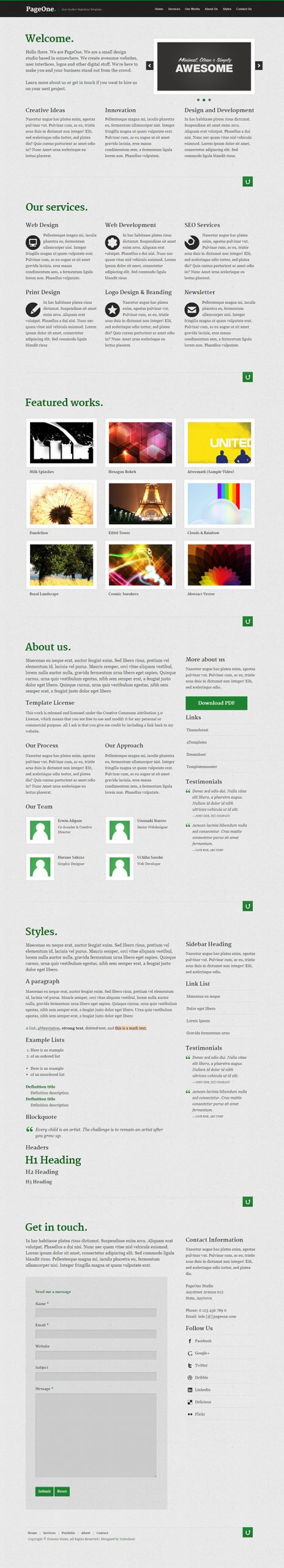 Free PageOne Website Template