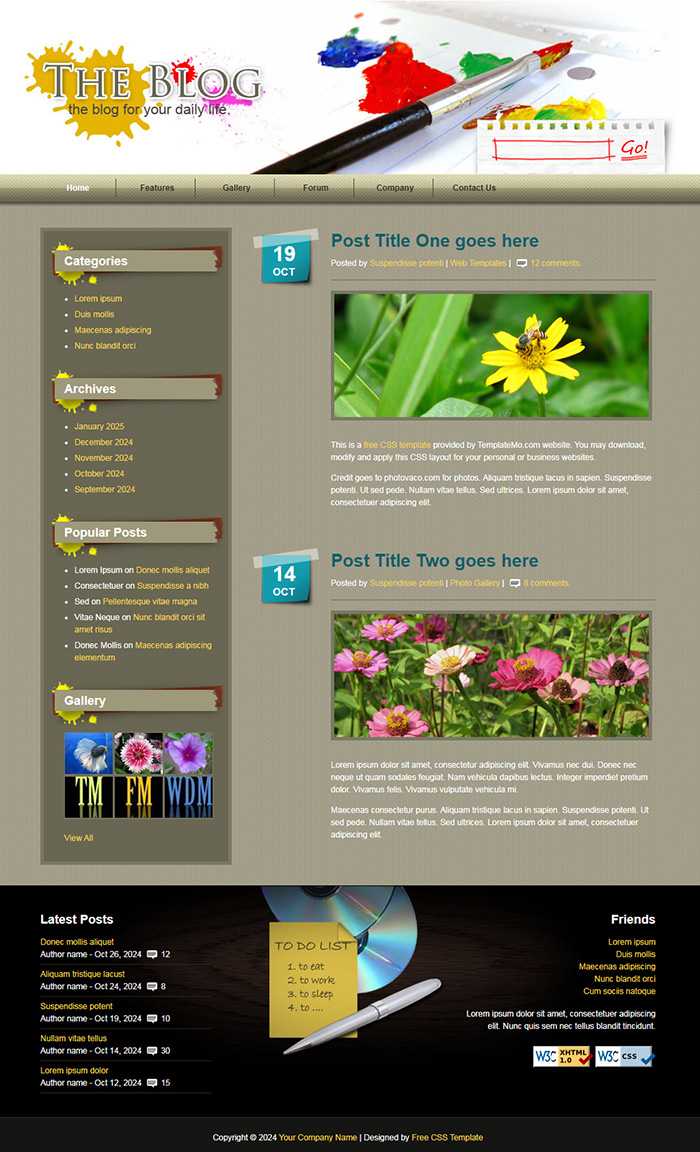 Free Paint Blog site Template Free site Templates, HTML5 & CSS