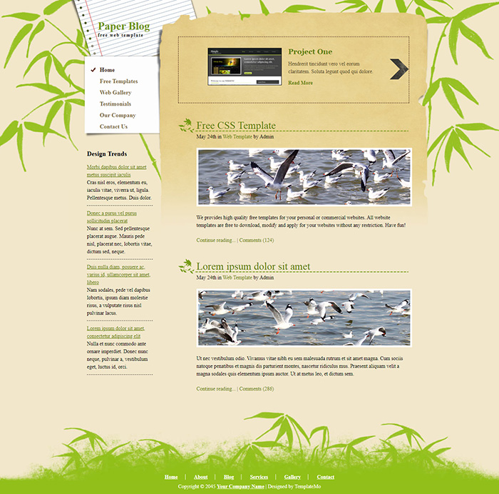 Free Paper Blog Website Template