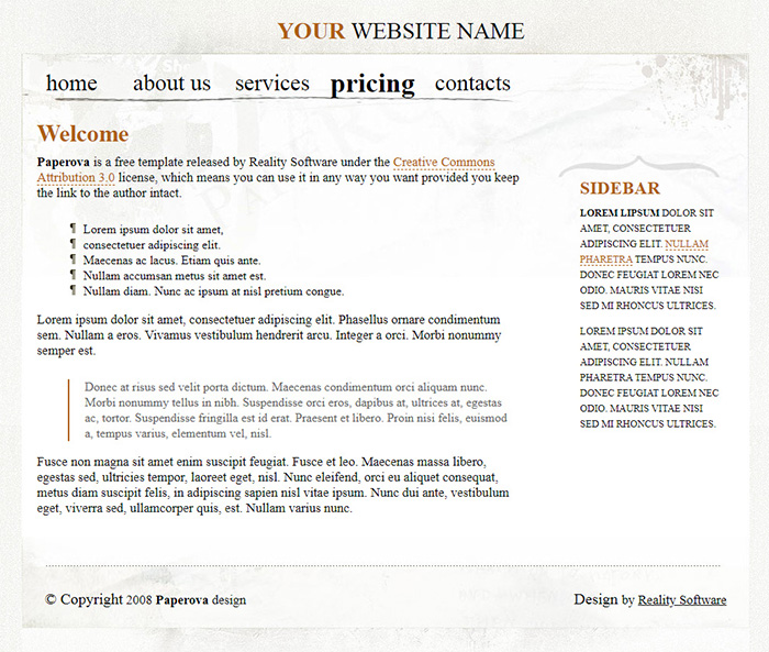 Free Paperova Website Template