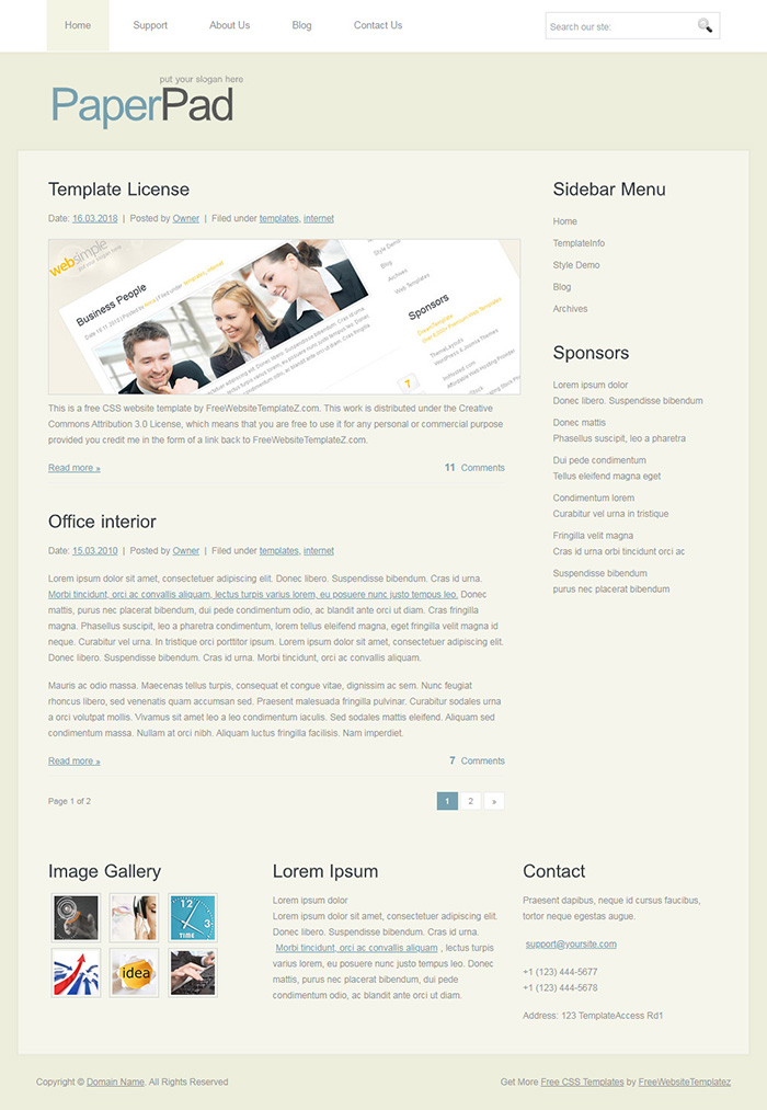 Free PaperPad Website Template