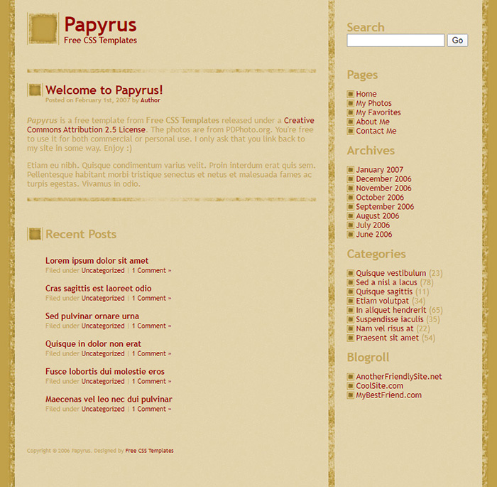 Free Papyrus Website Template