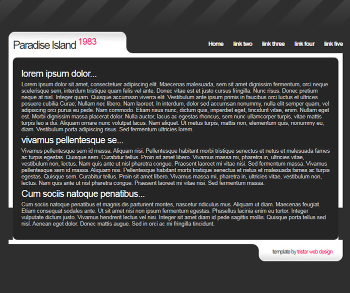 Free Paradise Island 1983 Website Template