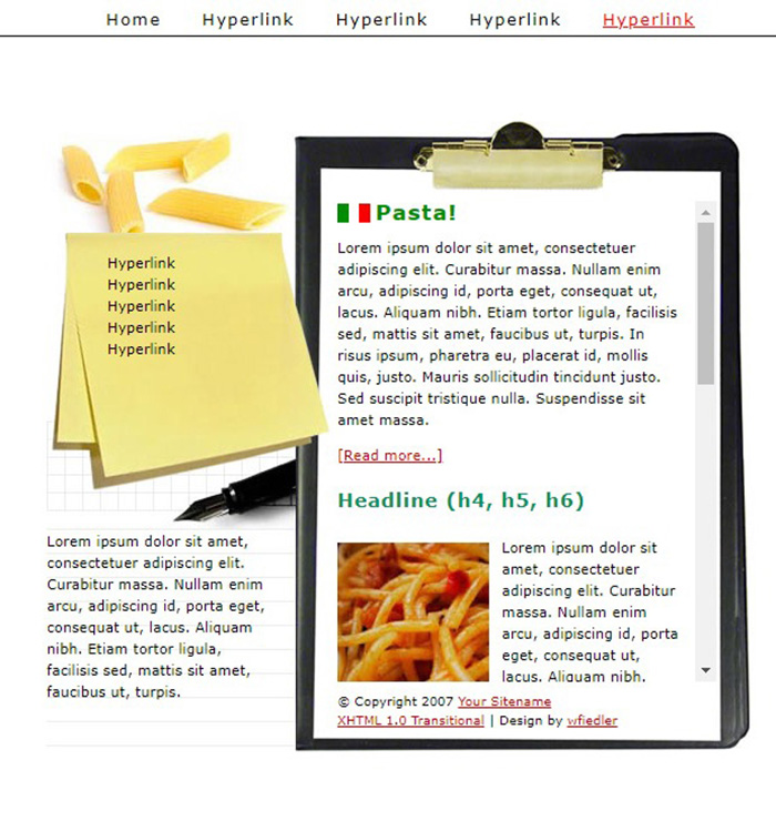 Free Pasta Website Template