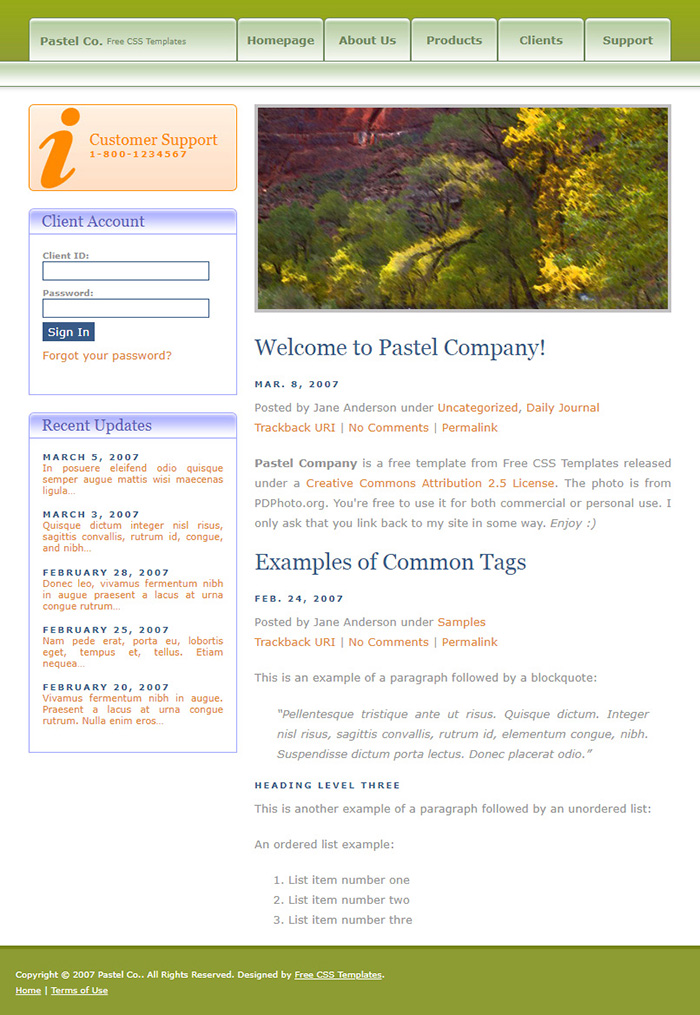 Free Pastel Company Website Template