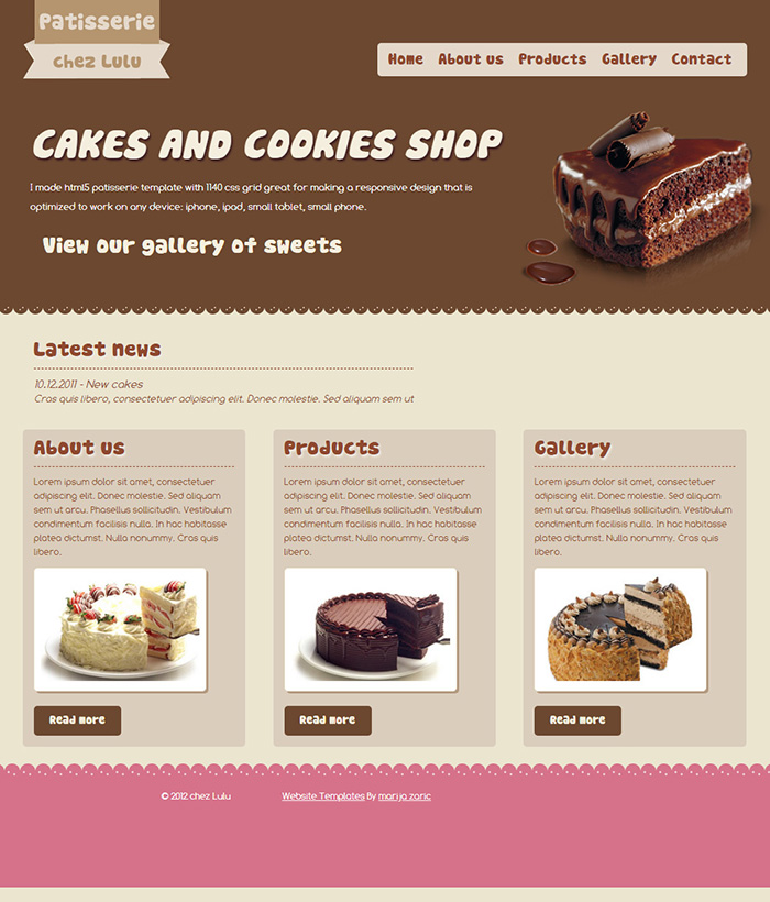 Free Patisserie Website Template