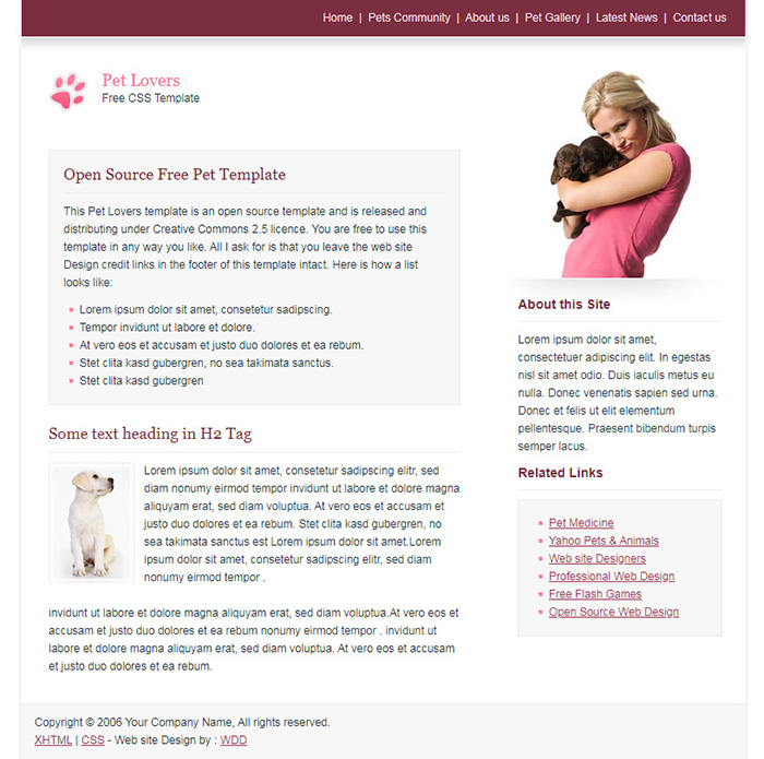 Free Pet Lovers Website Template
