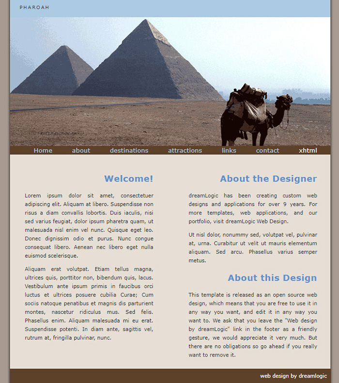 Free Pharoah Website Template