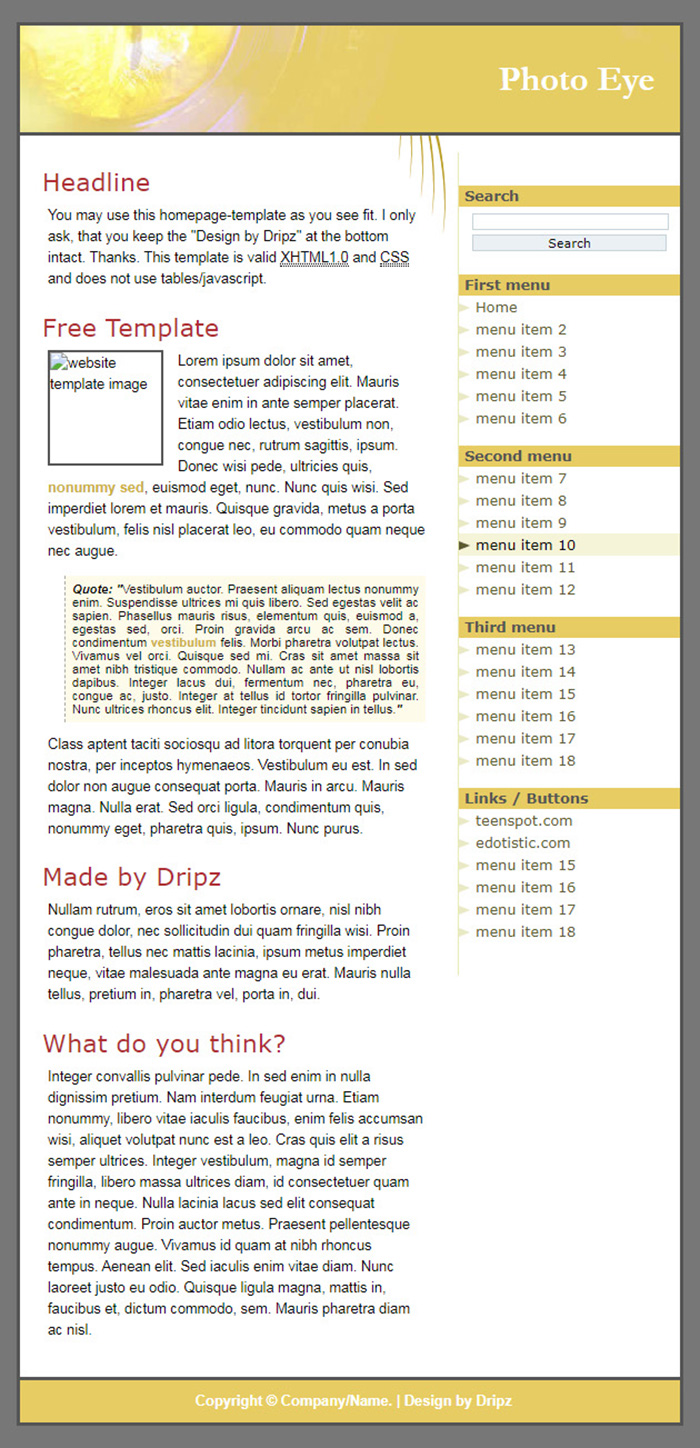 Free Photo Eye Website Template