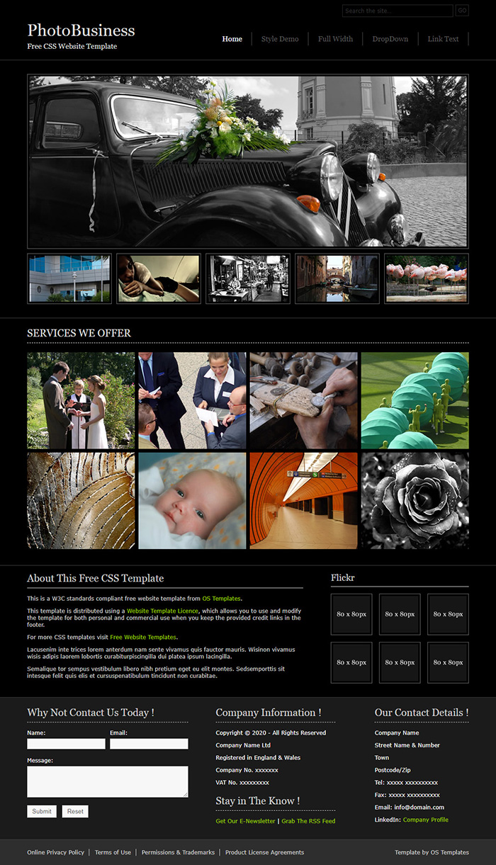 Free PhotoBusiness Website Template