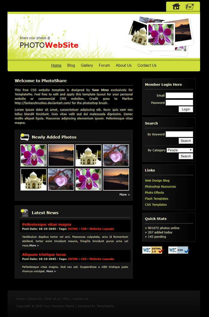 Free PhotoShare Website Template