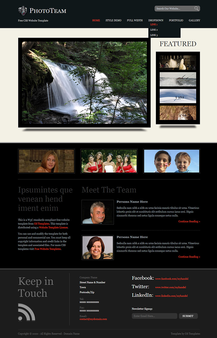 Free PhotoTeam Website Template
