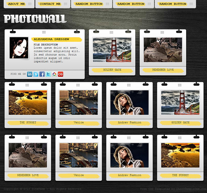 Free PhotoWall Website Template