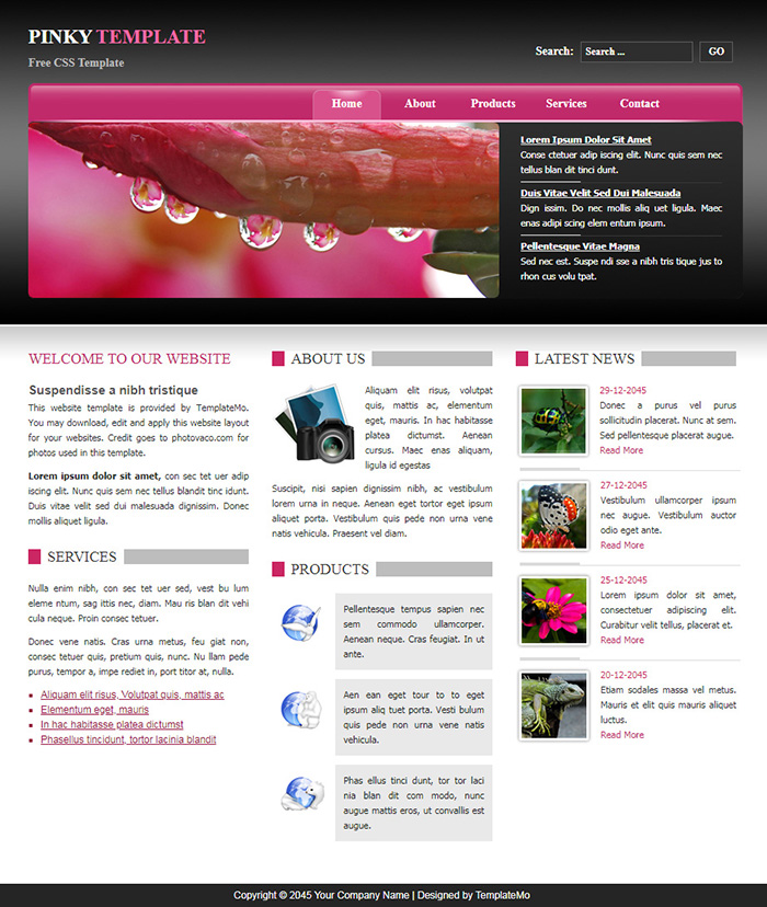 Free Pinky Website Template