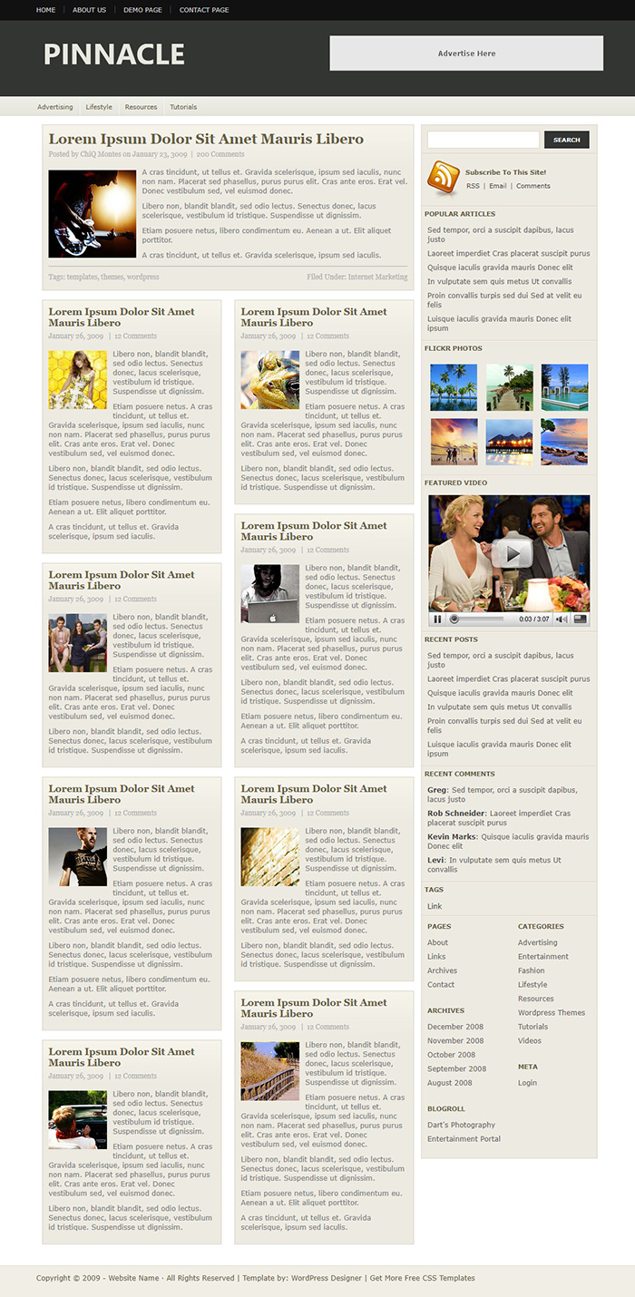 Free Pinnacle Website Template