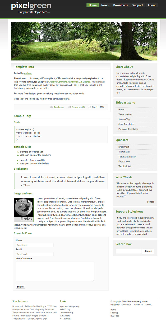 Free PixelGreen 1.1 Website Template
