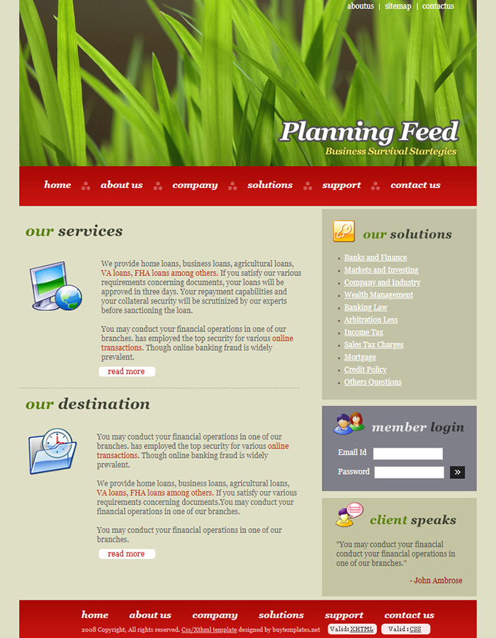 Free Planning Feed Website Template Free Website Templates HTML5